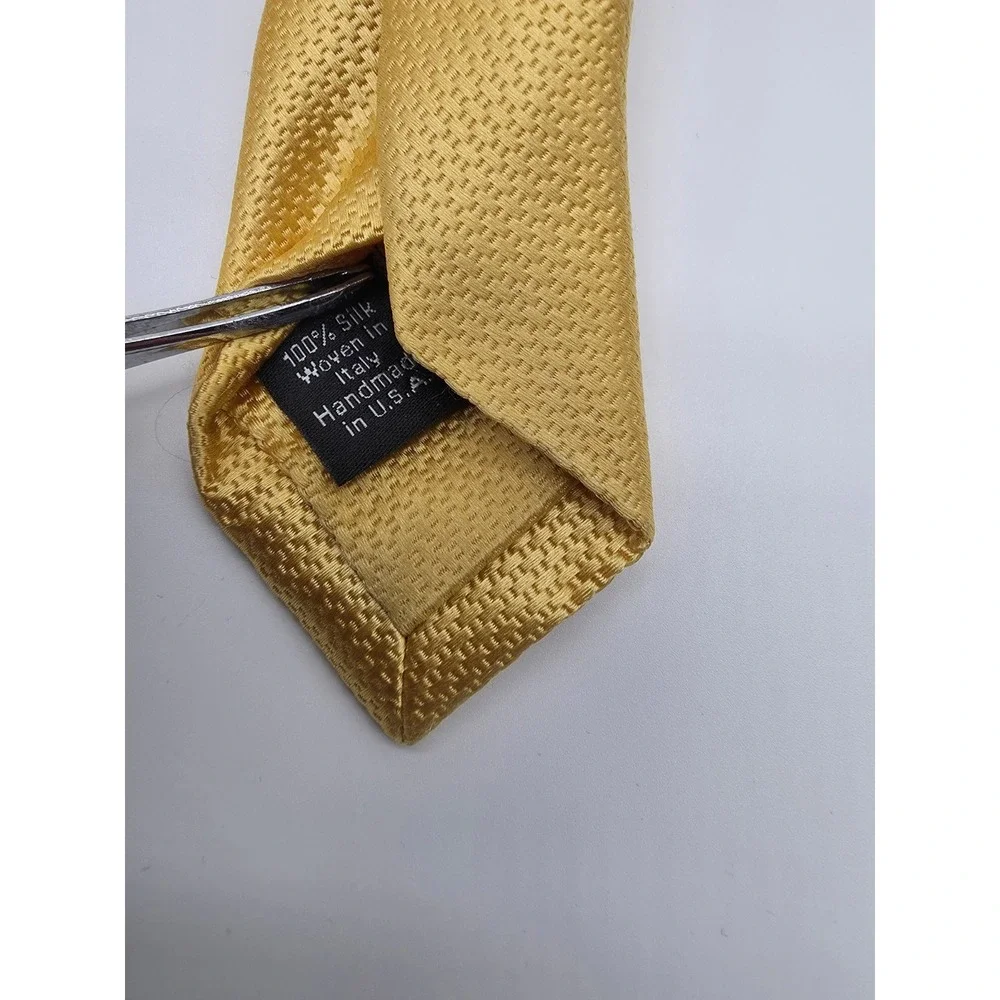David Donahue Tie Gold Men's 100% Italian Silk Long Tie 62